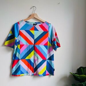 Marimekko × Uniqlo XS Geometric Colorful Geometric Pattern T-Shirt